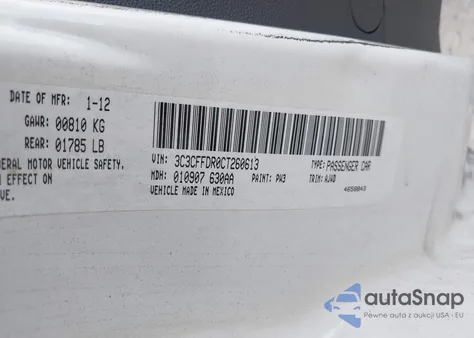 2012 Fiat 500C Pop z USA, uszkodzony, nr VIN 3C3CFFDR0CT260613